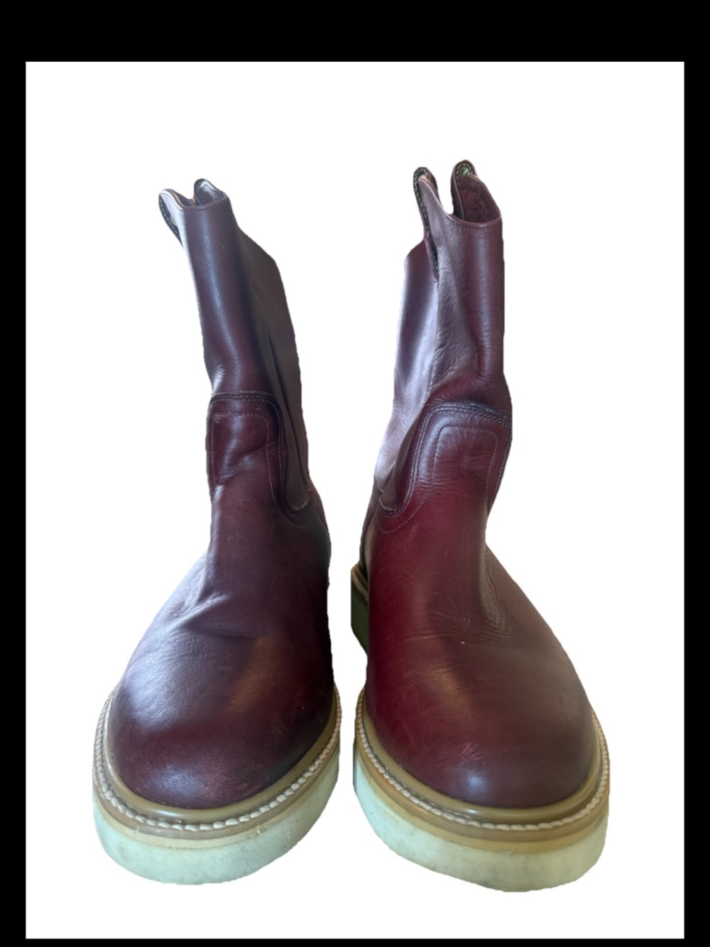 ORIGINAL MICHEL MEN WORK BURGANDY BOOT WITH MIL RAYAS SOLE SIZE 7